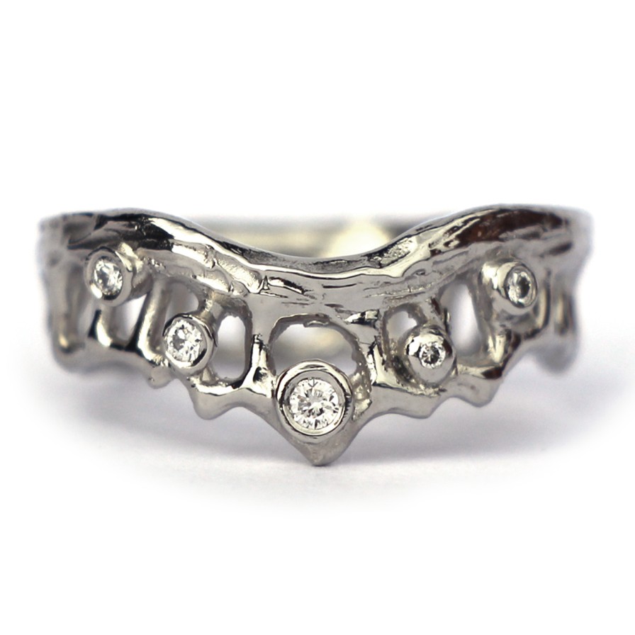 Rings Tomfoolery London | Platinum & Diamond Mermaid Crown Ring