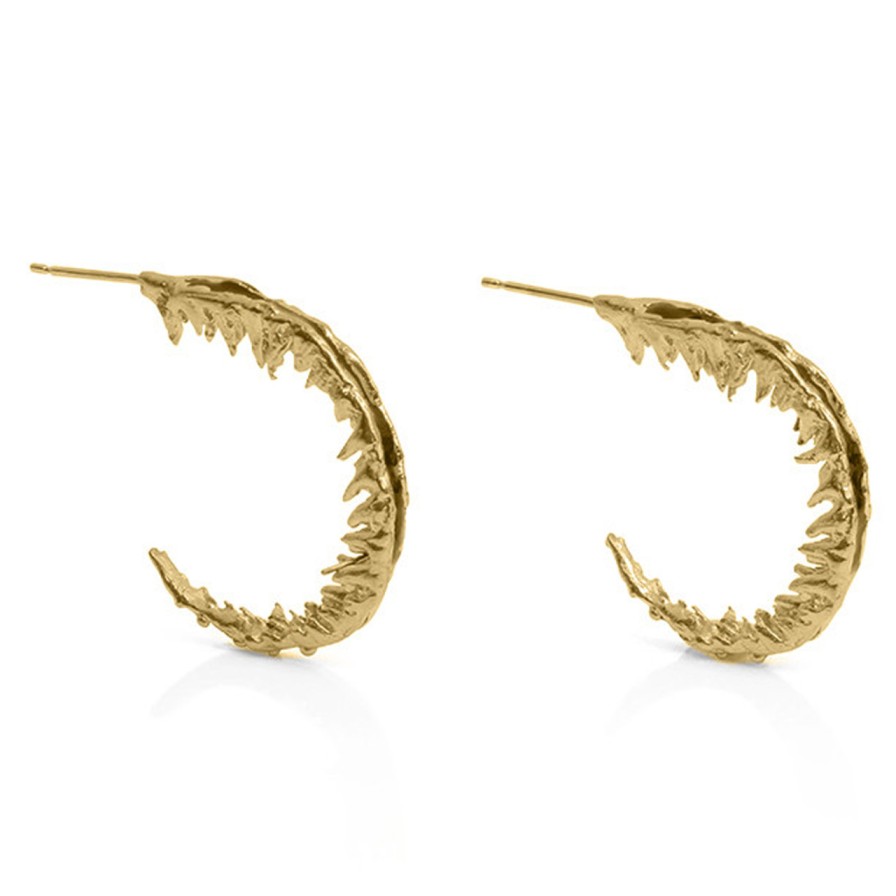 Earrings Tomfoolery London | Gold Vermeil Fern Hoops