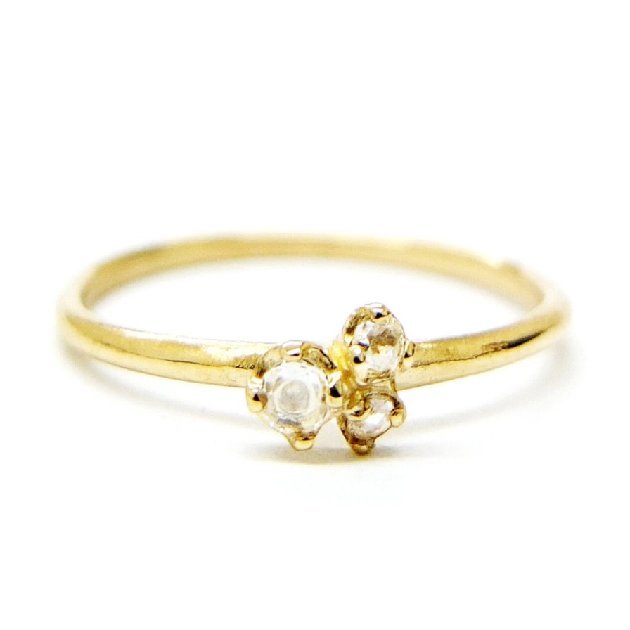 Rings Tomfoolery London | White Diamond Three Buds Ring