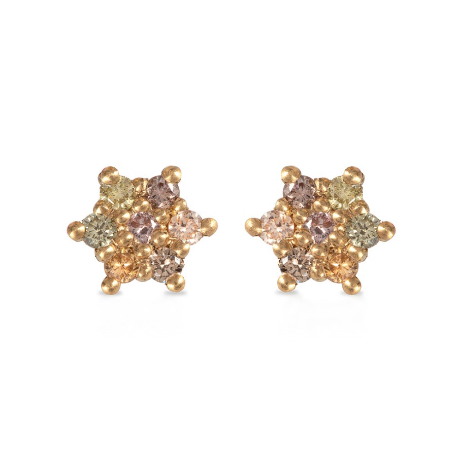 Earrings Tomfoolery London | Worn Mixed Diamond 18Ct Yellow Gold Stud Earrings