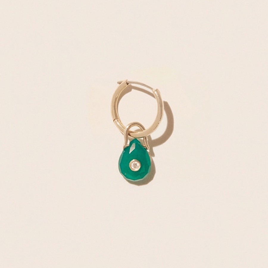 Earrings Tomfoolery London | Orso Green Onyx & 9Ct Yellow Gold Single Earring