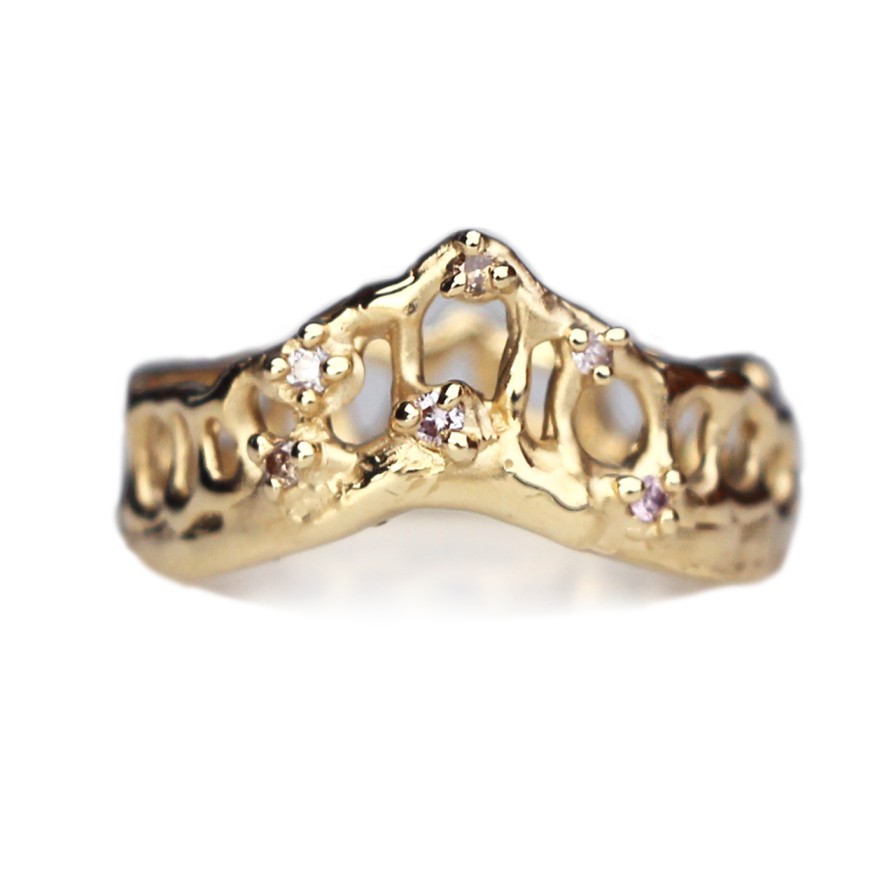 Rings Tomfoolery London | Scattered Pink Diamond Mermaid Crown Ring