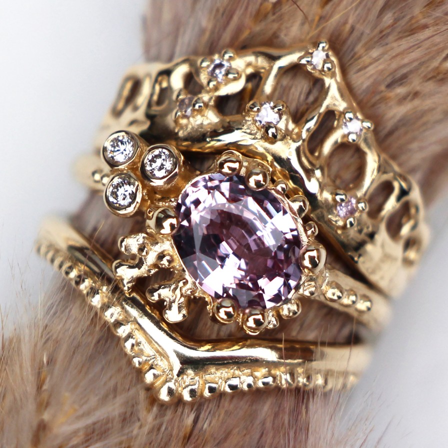 Rings Tomfoolery London | Scattered Pink Diamond Mermaid Crown Ring