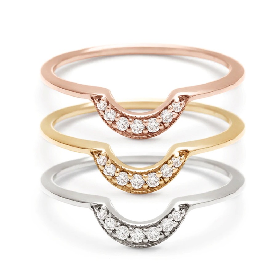 Rings Tomfoolery London | White Diamond Tiny Crescent Band