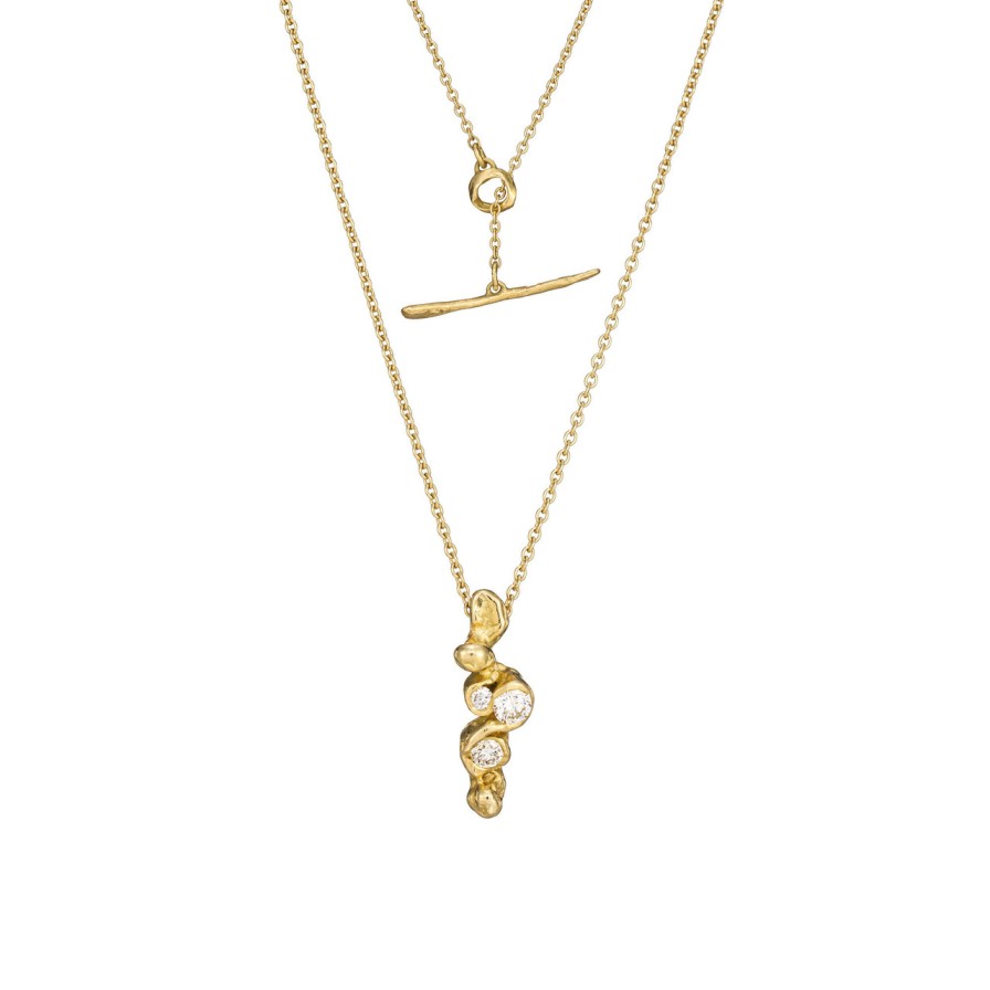 Necklaces Tomfoolery London | Spiralis Diamond Pendant 18Ct Yellow Gold