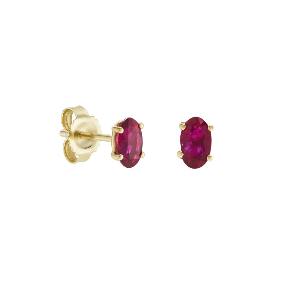 Earrings Tomfoolery London | Solo Oval Ruby Studs