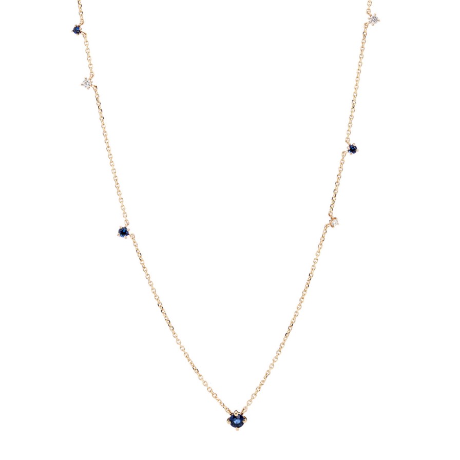 Necklaces Tomfoolery London | Scatter Blue Sapphire Necklace