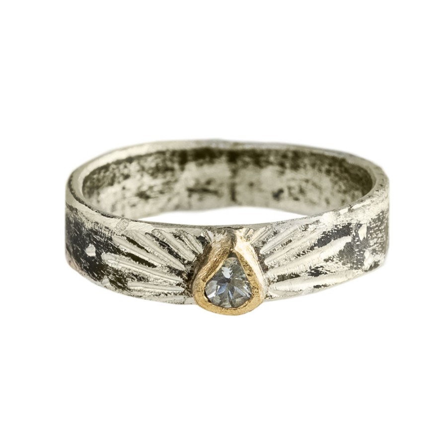 Rings Tomfoolery London | Aquamarine Ring In Sterling Silver & 14Ct Gold