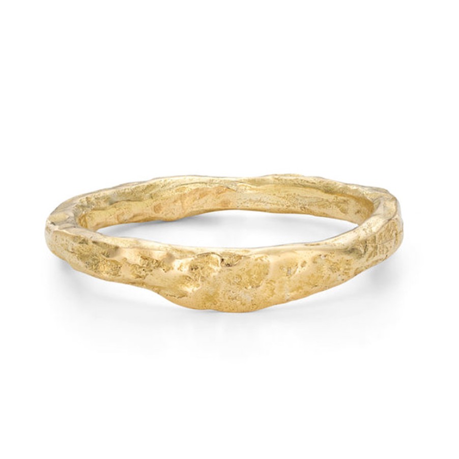 Rings Tomfoolery London | Plateau Textured 18Ct Yellow Gold Band