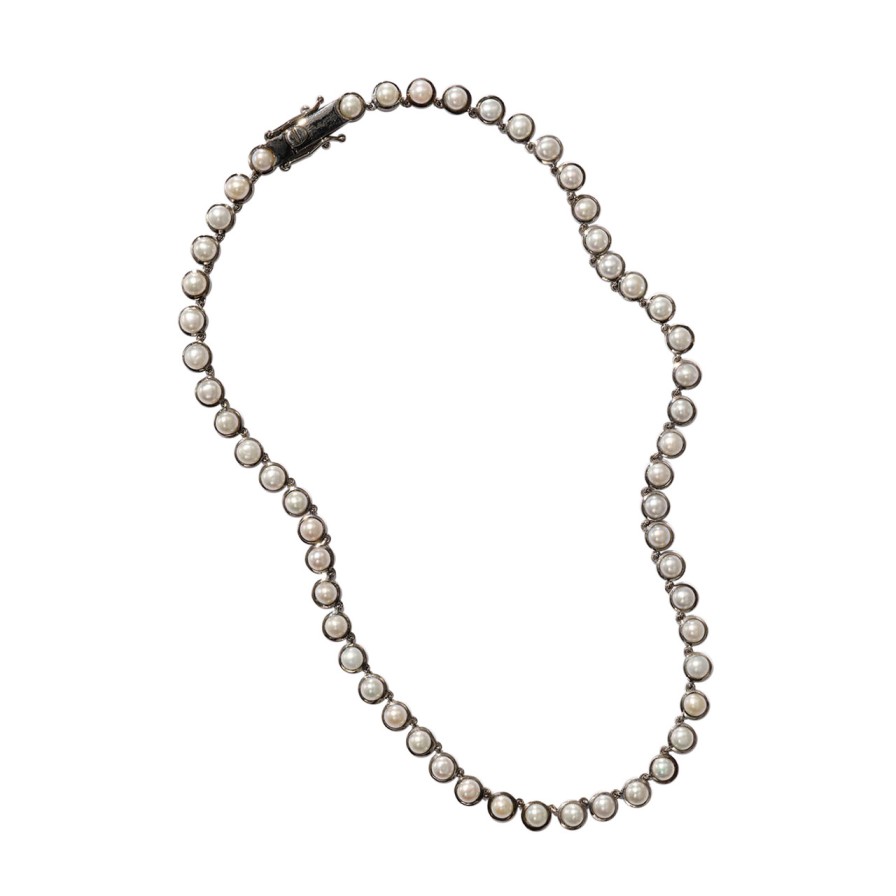 Necklaces Tomfoolery London | Pearl Mini Dot Rivi Re Necklace