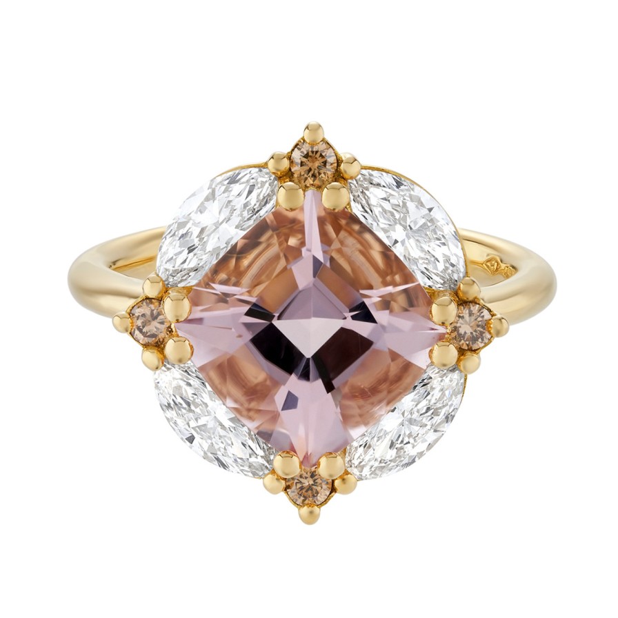 Rings Tomfoolery London | Tf Exclusive Morganite & Diamond Mosaic Ring