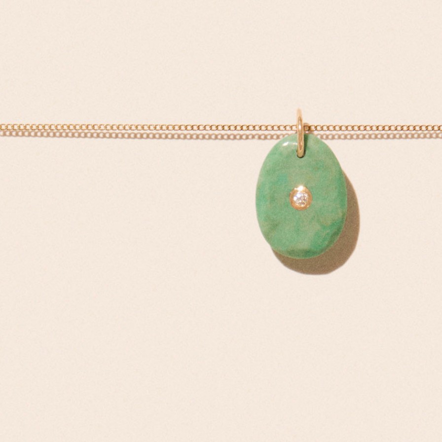 Necklaces Tomfoolery London | Orso 14Ct Yellow Gold & Turquoise Pendant