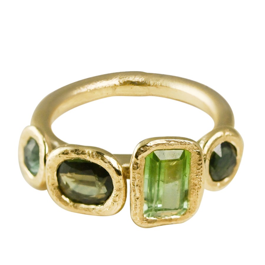 Rings Tomfoolery London | Asimmetrica 4 Stone Ring Green