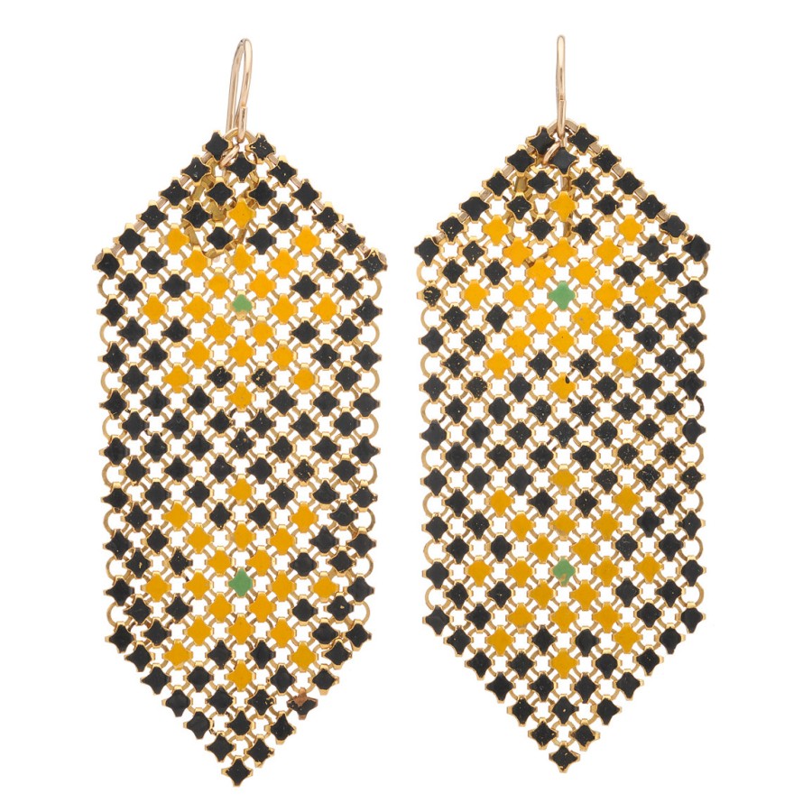 Earrings Tomfoolery London | Double Asterisk Mesh Drop Earrings