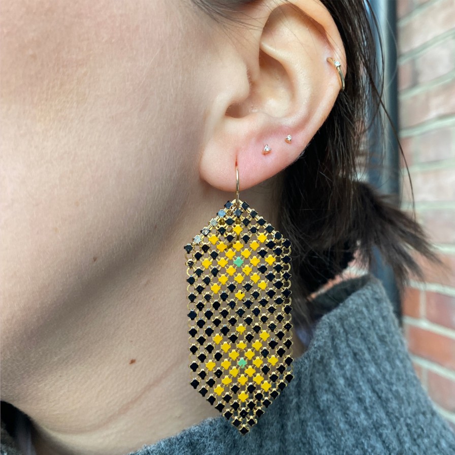 Earrings Tomfoolery London | Double Asterisk Mesh Drop Earrings