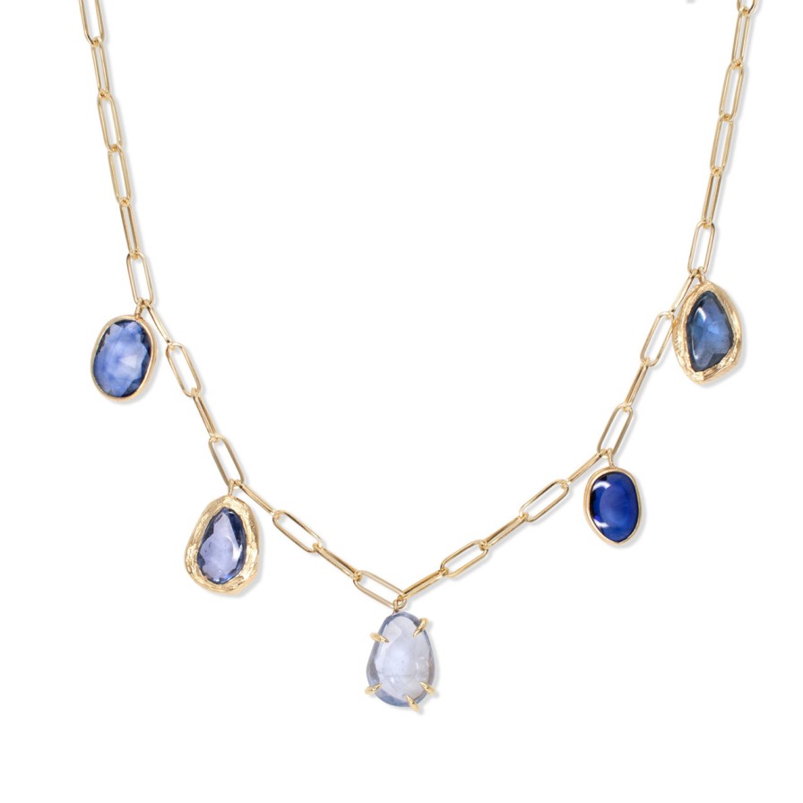 Necklaces Tomfoolery London | Five Stone Blue Sapphire Necklace