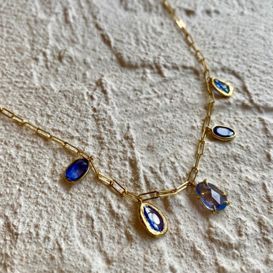 Necklaces Tomfoolery London | Five Stone Blue Sapphire Necklace