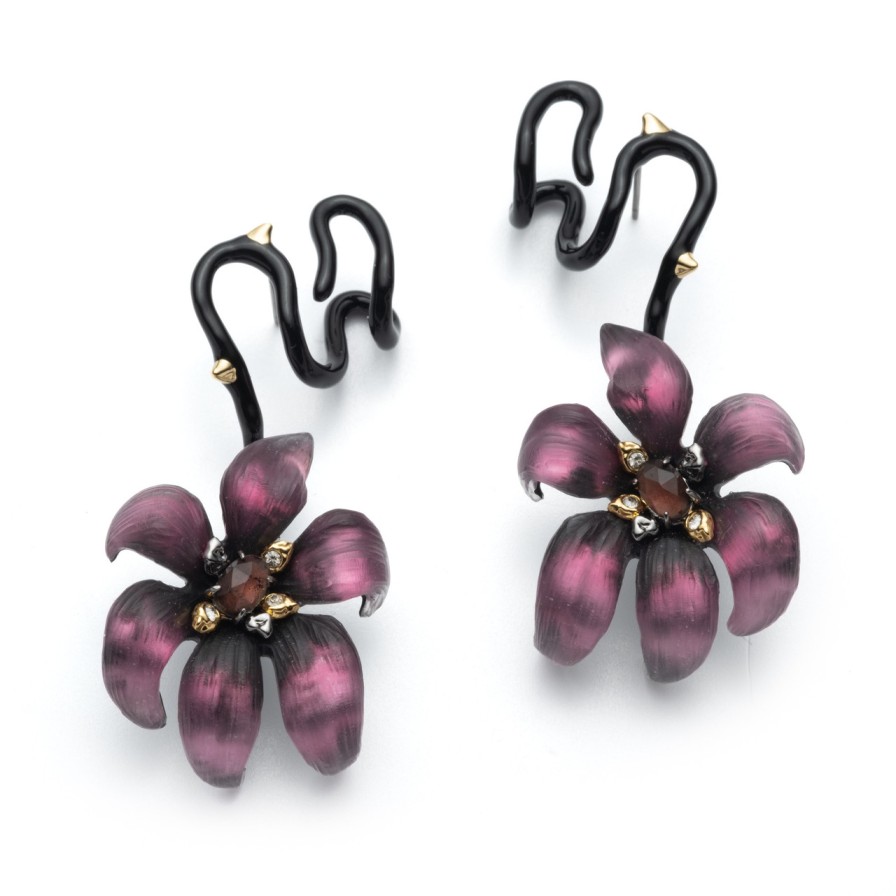 Earrings Tomfoolery London | Burnt Fleur Ear Climber Earrings