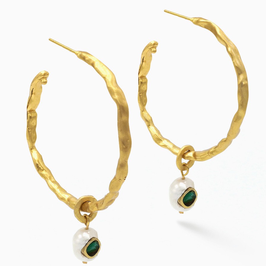 Earrings Tomfoolery London | Darya Maxi Hoops With Pearls