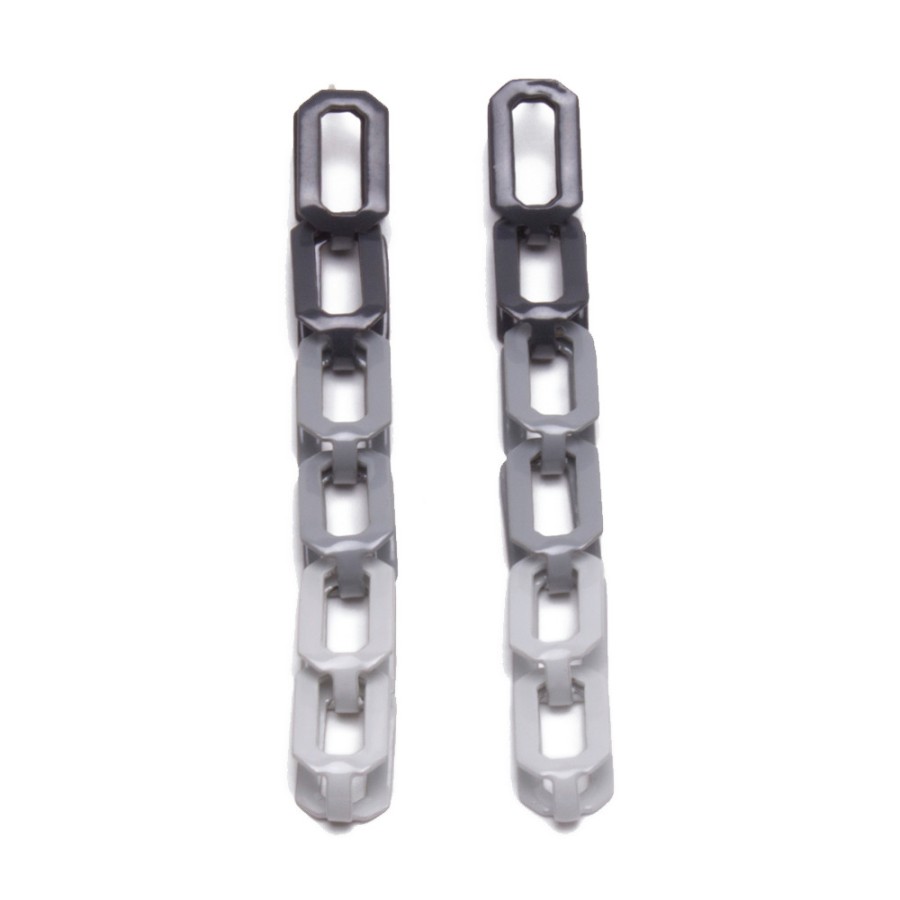 Earrings Tomfoolery London | Grey Gradient Chain Drop Earrings