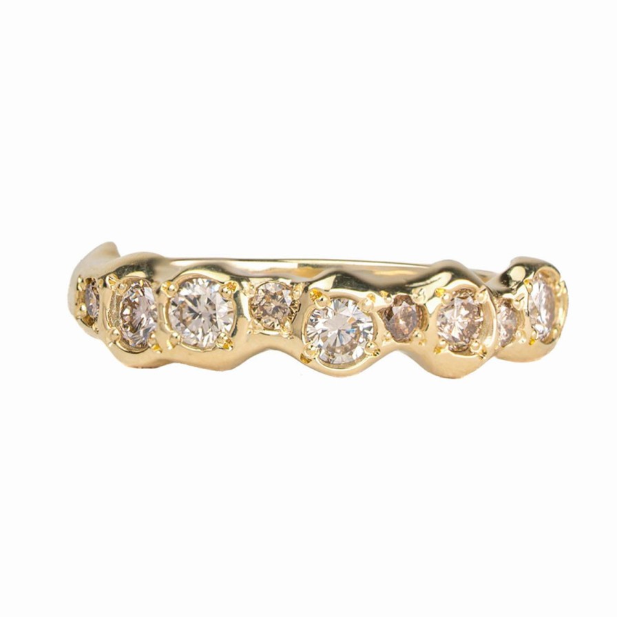 Rings Tomfoolery London | Tf Exclusive 14Ct Yellow Gold & Natural Cinnamon Diamond Band