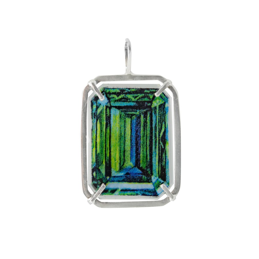 Necklaces Tomfoolery London | Eva Gemstone Pendant Emerald