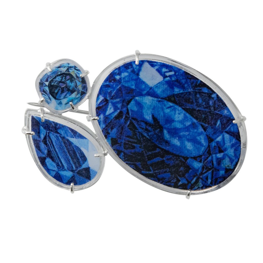 Brooches & Pins Tomfoolery London | Dalia Gemstone Brooch Sapphire