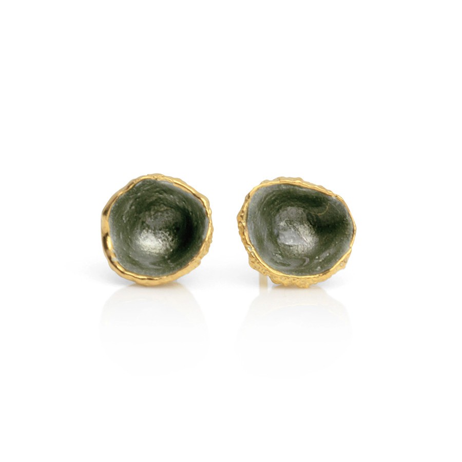 Earrings Tomfoolery London | Gold Vermeil & Enamel Acorn Studs In Heather