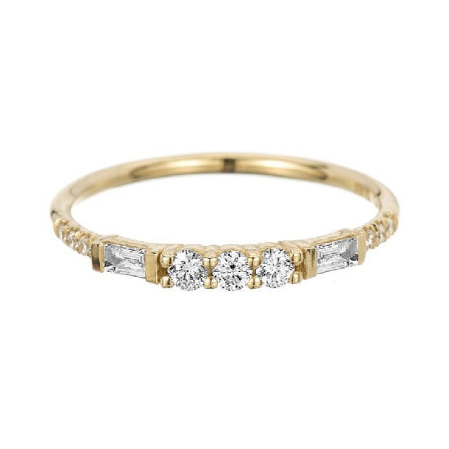 Rings Tomfoolery London | Three Round Diamond Baguette Equilibrium Ring