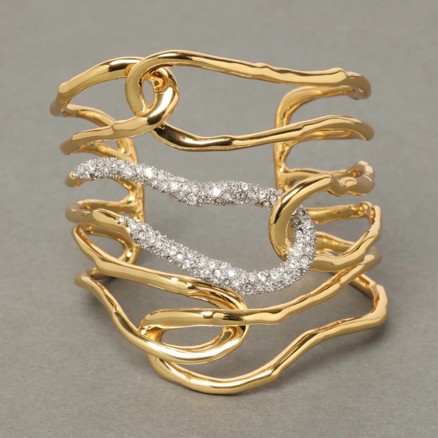 Bracelets Tomfoolery London | Solanales Large Twisted Cuff Bracelet Gold