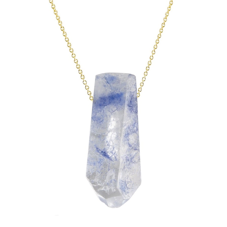 Necklaces Tomfoolery London | Chunky Dumortierite & 14Ct Yellow Gold Pendant Necklace