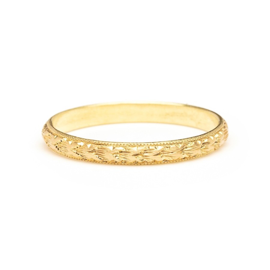 Rings Tomfoolery London | 18Ct Gold Hand Engraved Ring Thin