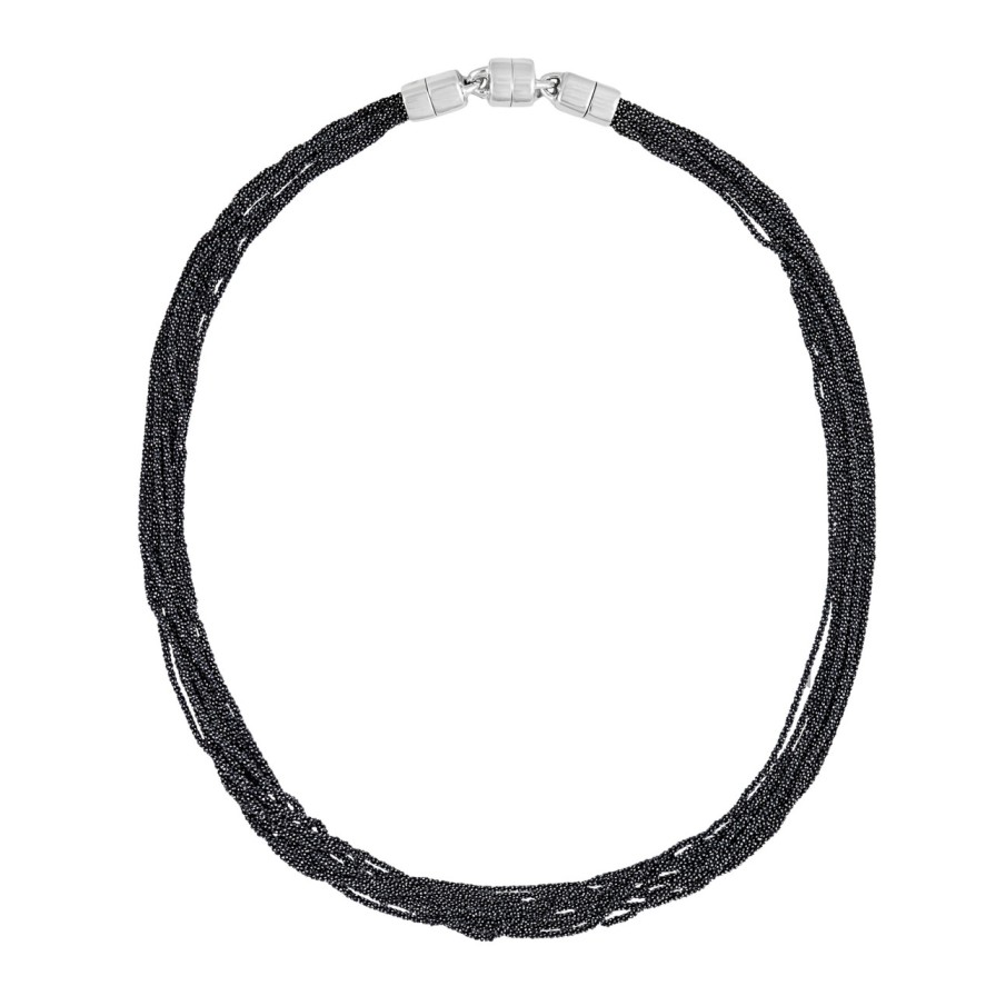 Necklaces Tomfoolery London | Rhodium Plated Silver Multi Chain Necklace