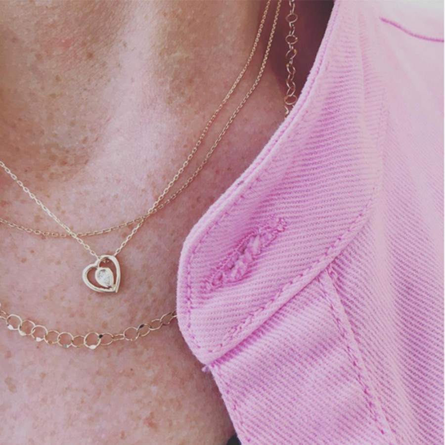 Necklaces Tomfoolery London | Yellow Gold Ouvert Heart Diamond Necklace