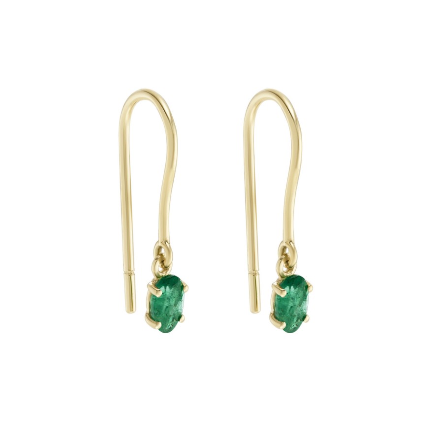 Earrings Tomfoolery London | Solo Oval Emerald Drop Earrings