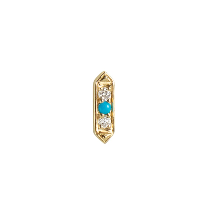 Earrings Tomfoolery London | Astra Didi Hexa Turquoise & Diamond Stud