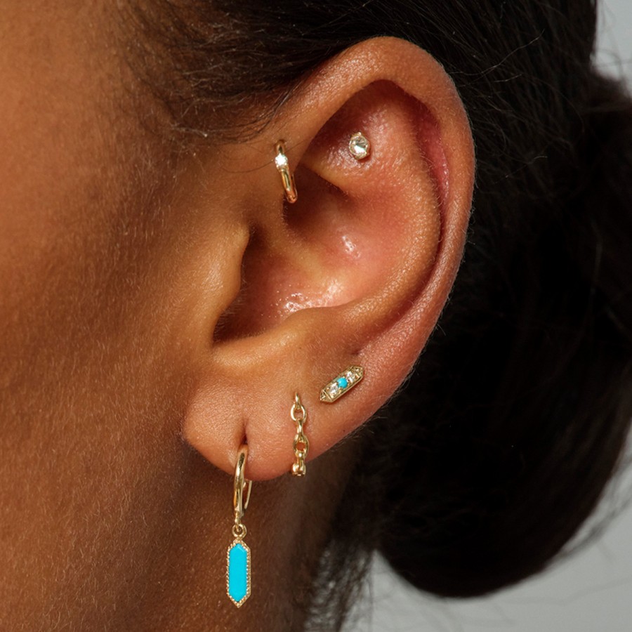 Earrings Tomfoolery London | Astra Didi Hexa Turquoise & Diamond Stud