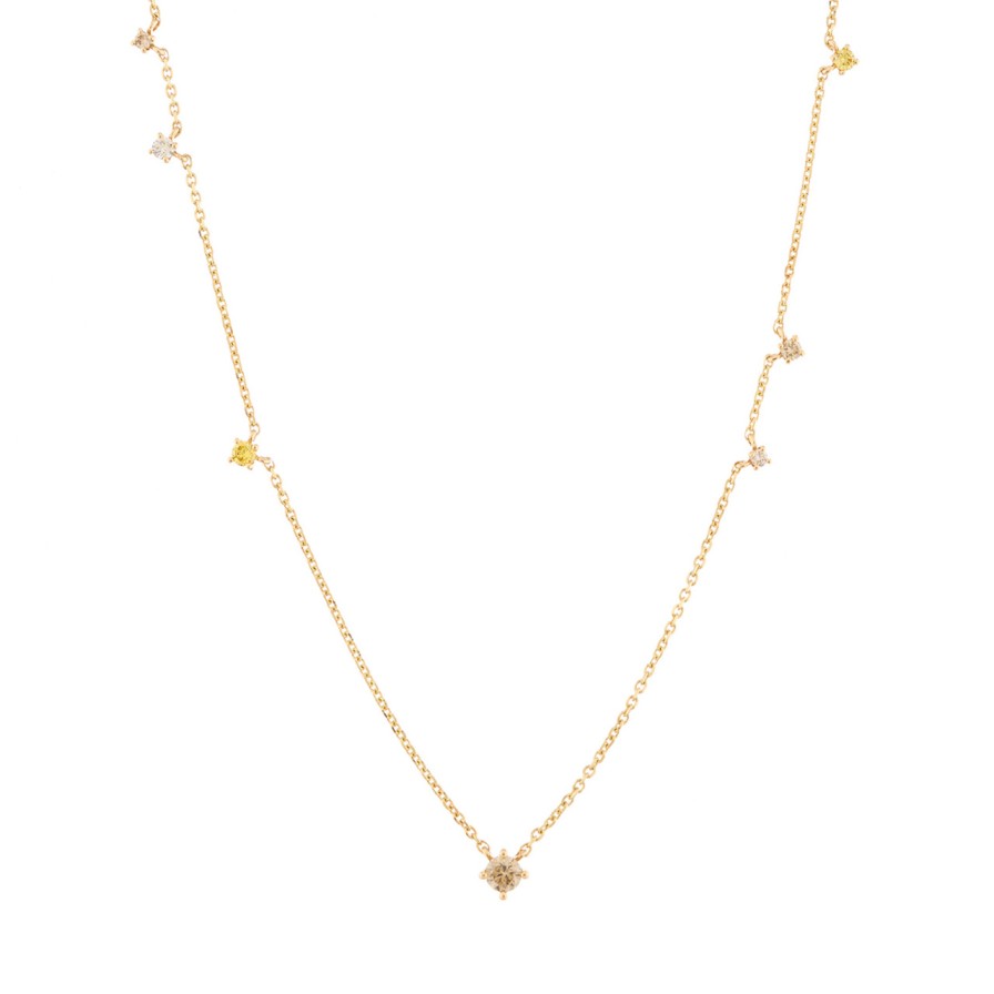 Necklaces Tomfoolery London | Eugenie Champagne Diamond Scatter Necklace