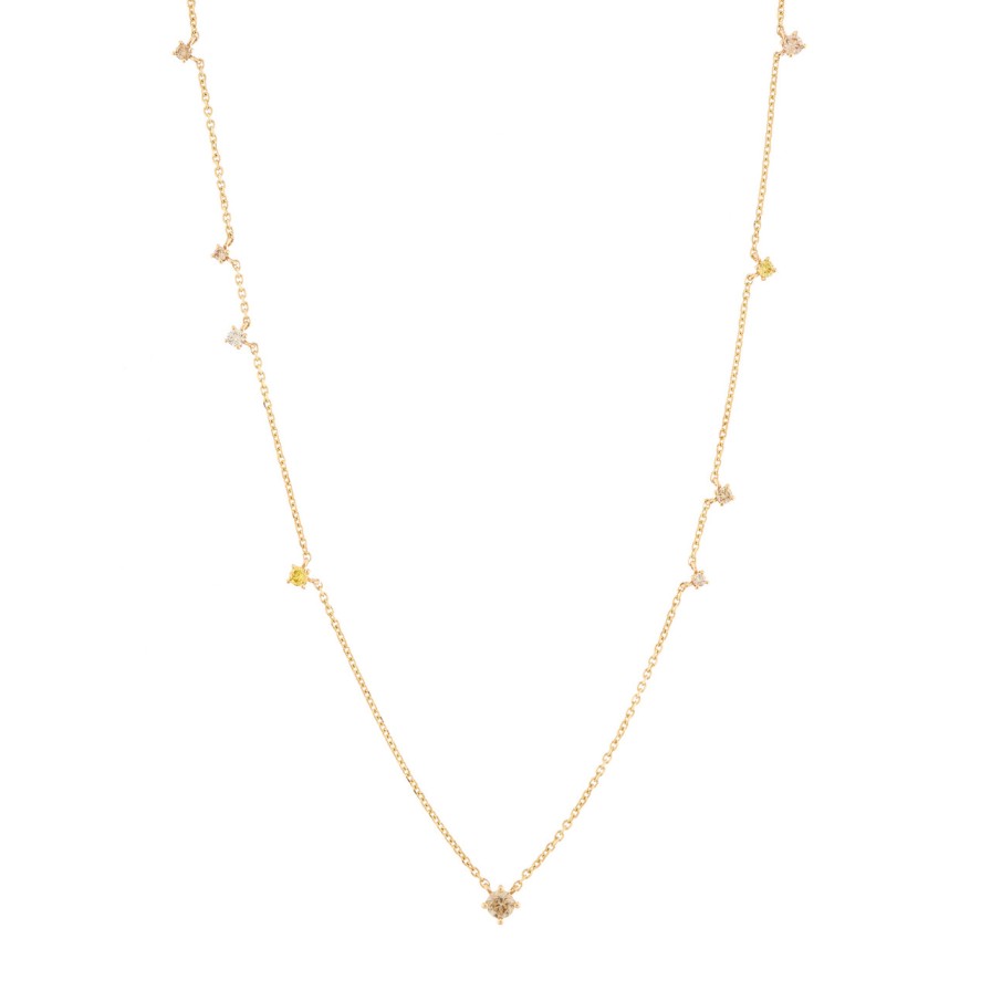 Necklaces Tomfoolery London | Eugenie Champagne Diamond Scatter Necklace