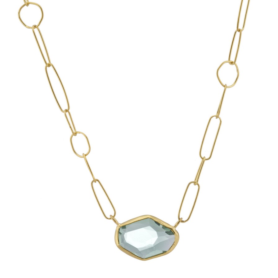 Necklaces Tomfoolery London | 18Ct Yellow Gold & Green Tourmaline Irregular Chain Necklace