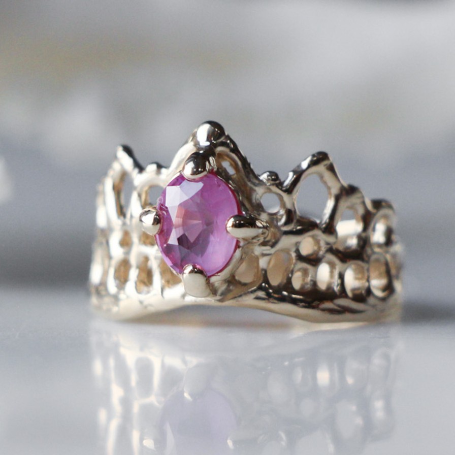 Rings Tomfoolery London | Pink Sapphire Princess Mermaid Crown Ring