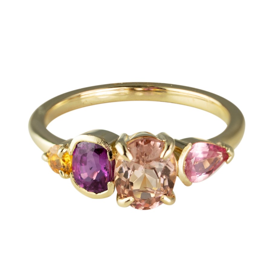 Rings Tomfoolery London | Quad Pink Sapphire, Tourmaline & Garnet Ring