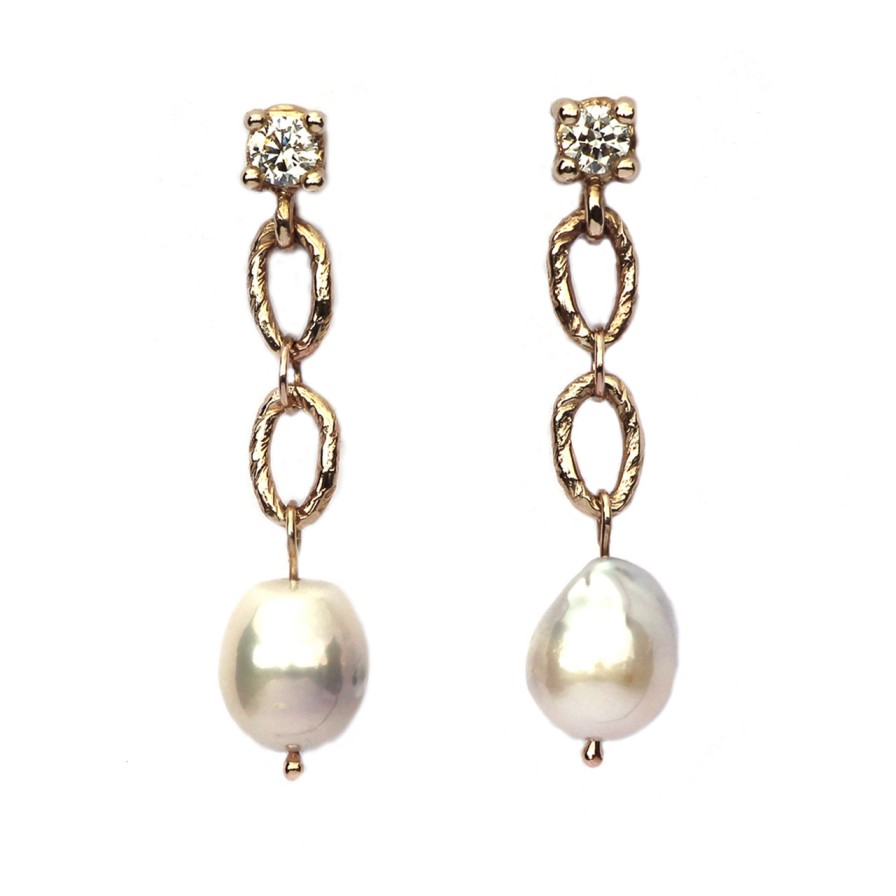 Earrings Tomfoolery London | Diamond & Pearl Earrings