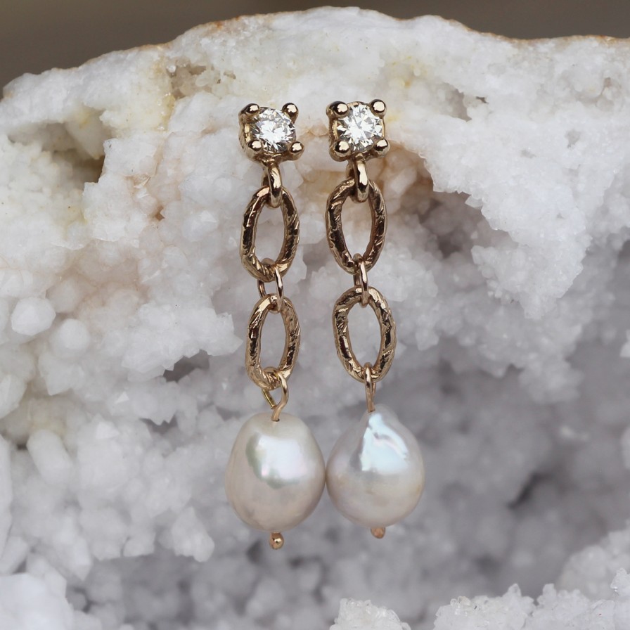 Earrings Tomfoolery London | Diamond & Pearl Earrings