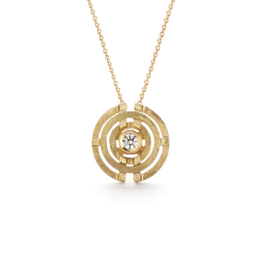 Necklaces Tomfoolery London | Diamond & 18Ct Yellow Gold Mini Four Circle Pendant