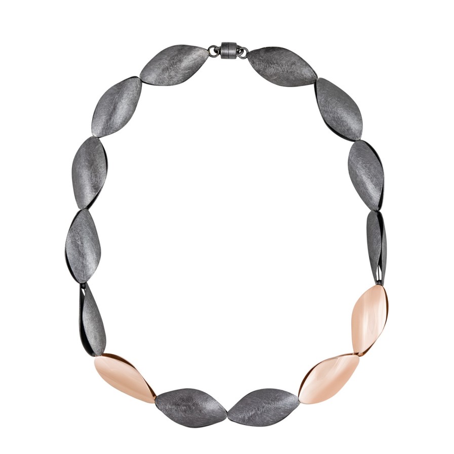 Necklaces Tomfoolery London | Oxidised Silver And Rose Gold Plated Statement Necklace