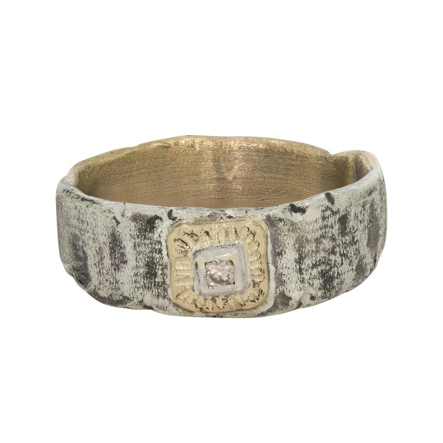 Rings Tomfoolery London | Half Of Forever Diamond Signature Band In 14Ct Yellow Gold And Silver