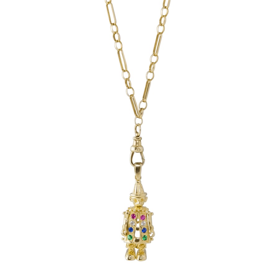 Necklaces Tomfoolery London | Clown Articulated Charm In 9Ct Yellow Gold