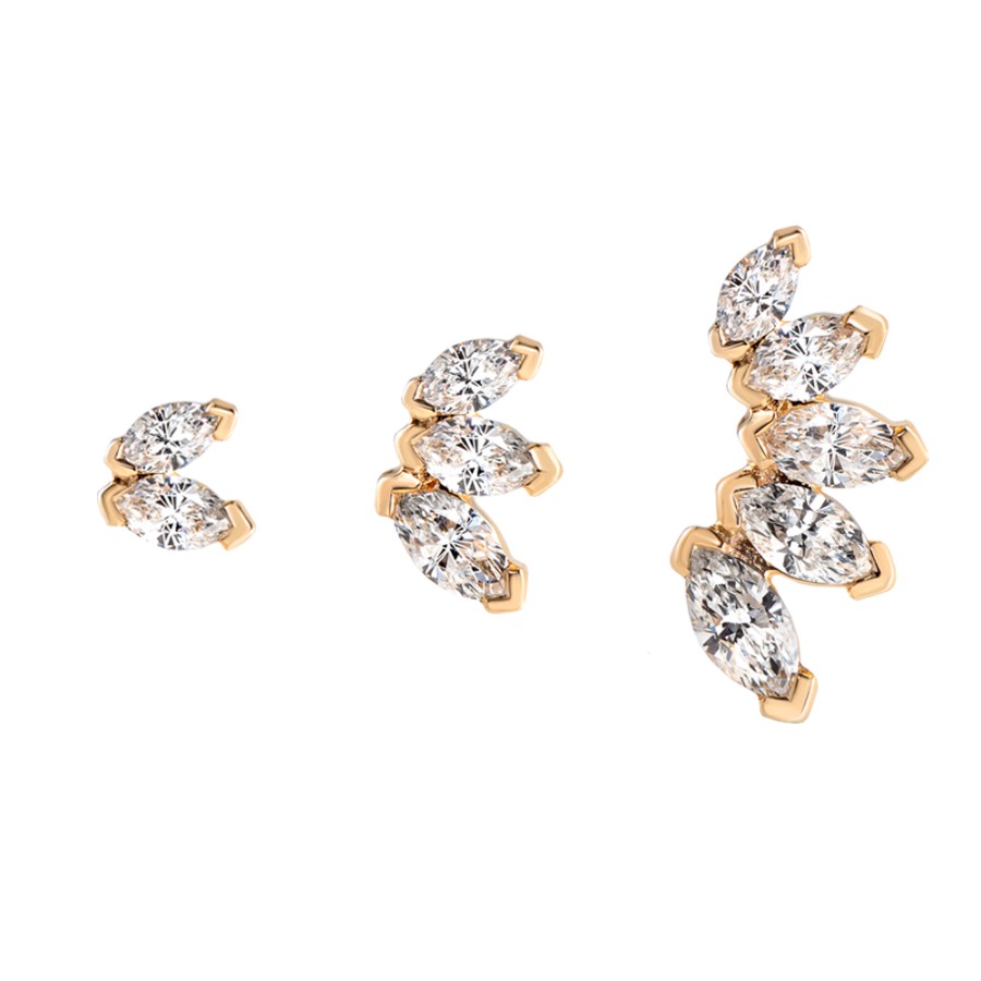 Earrings Tomfoolery London | Marquise Diamond Stud 9Ct Yellow Gold