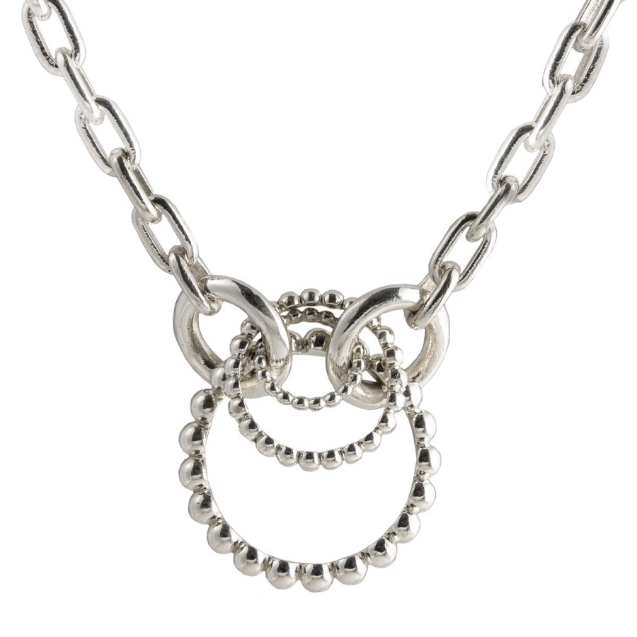 Necklaces Tomfoolery London | Silver Spinning Bead Chain Pendant Necklace